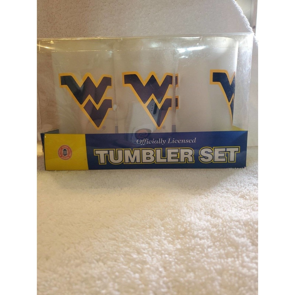 West Virginia Mountaineers NCAA 3 19 oz Tumblers New Set Acrylic